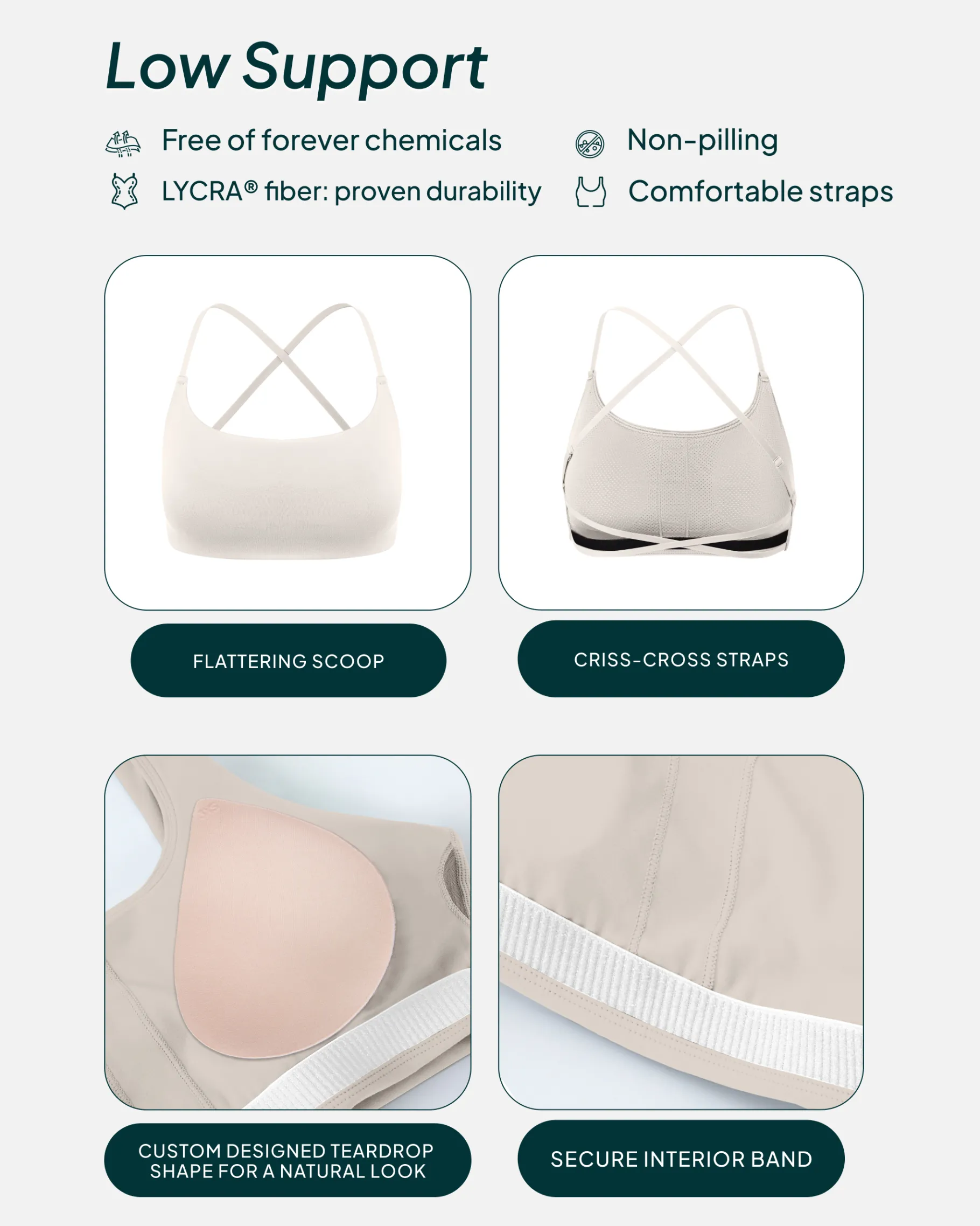PAVOI Low Support Bras|Bras-Athleisure Criss-Cross Strap Low-Impact Sports Bra