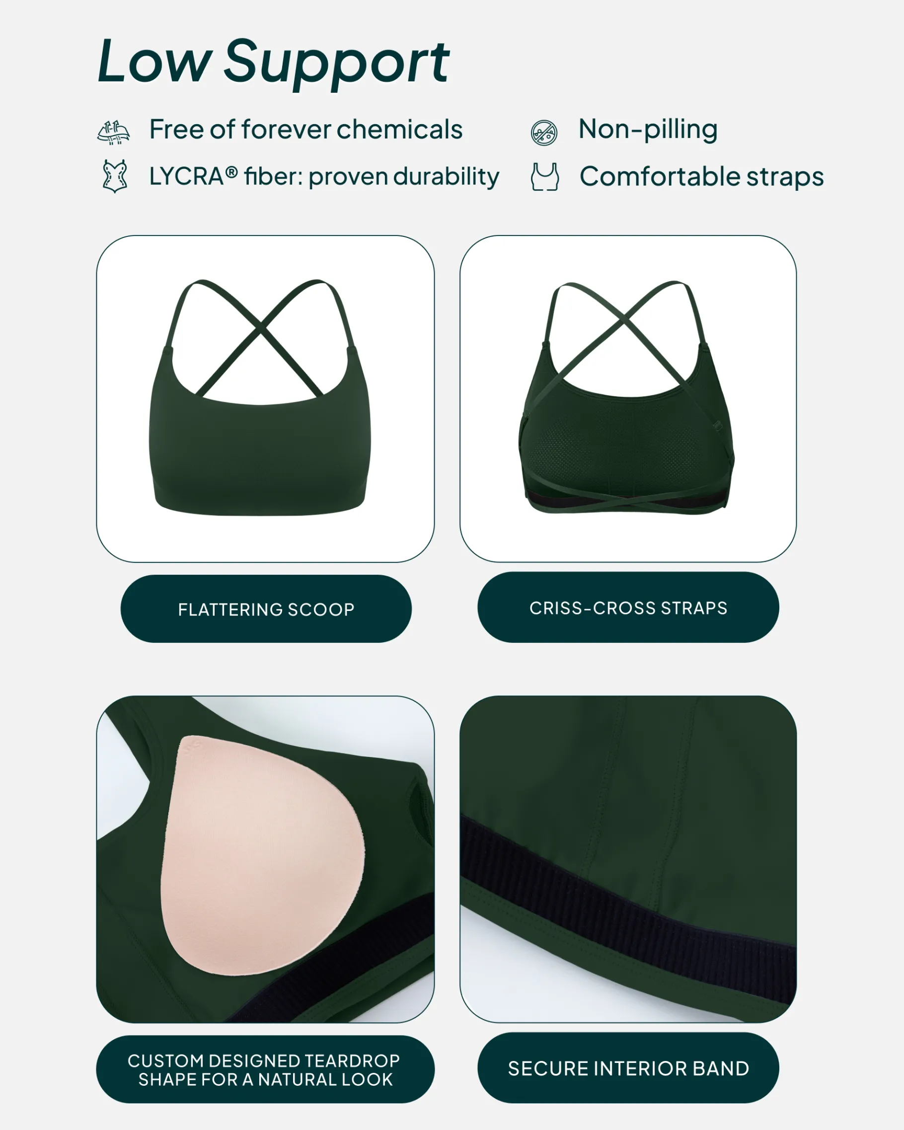 PAVOI Low Support Bras|Bras-Athleisure Criss-Cross Strap Low-Impact Sports Bra