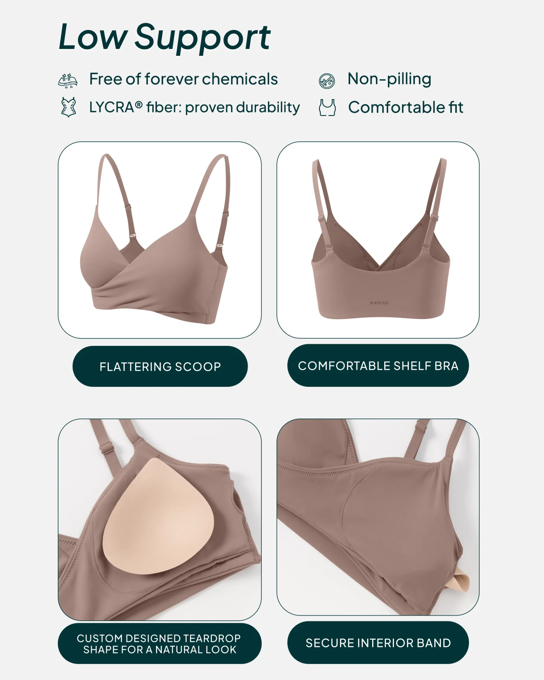 PAVOI Low Support Bras|Bras-Athleisure Crossover Low-Support Sports Bra