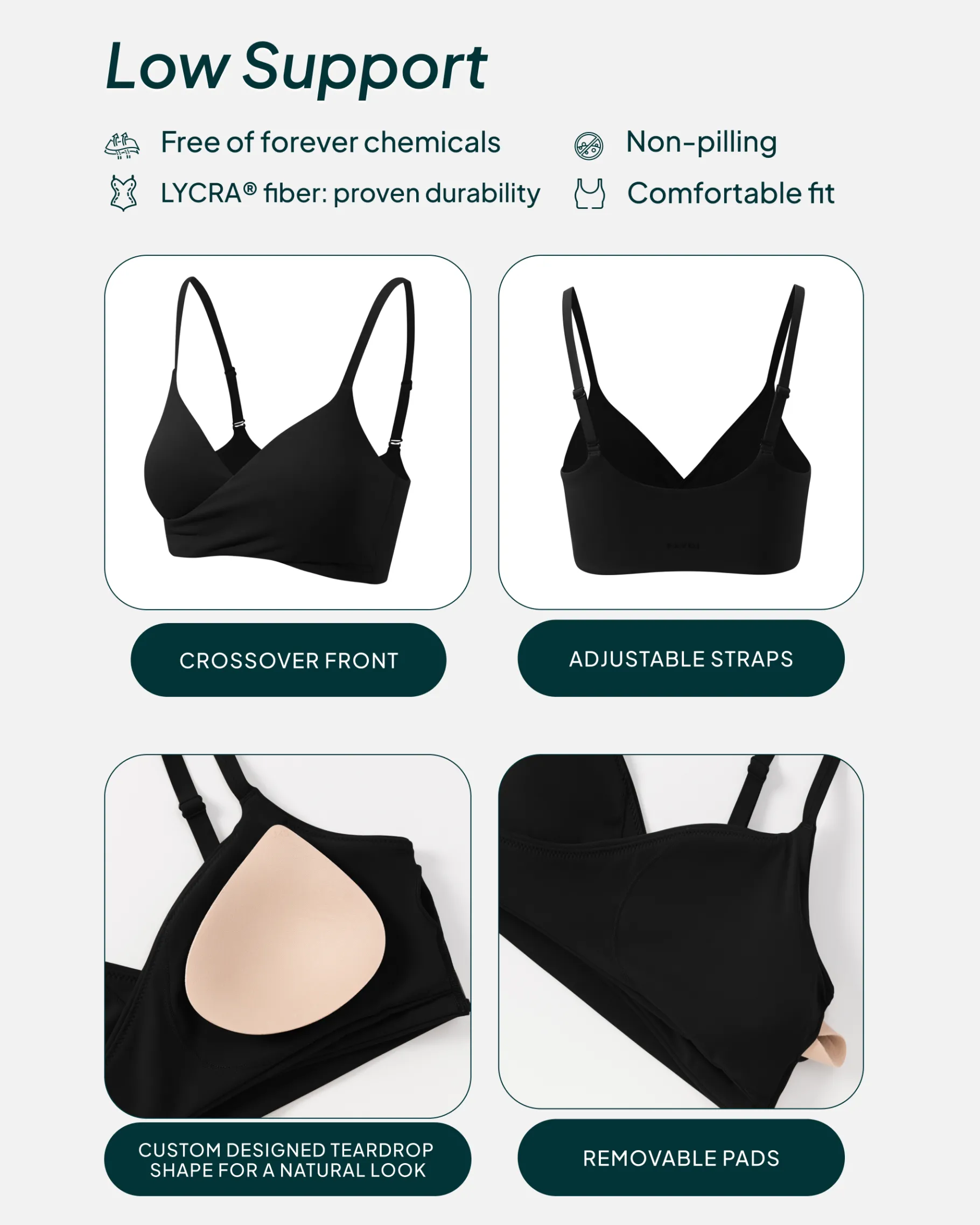 PAVOI Low Support Bras|Bras-Athleisure Crossover Low-Support Sports Bra