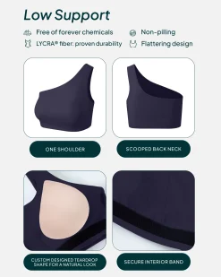 PAVOI Low Support Bras|Bras-Athleisure One-Shoulder Low-Support Sports Bra
