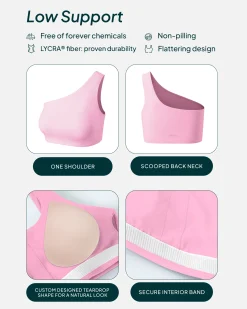 PAVOI Low Support Bras|Bras-Athleisure One-Shoulder Low-Support Sports Bra