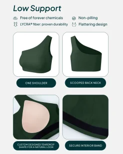 PAVOI Low Support Bras|Bras-Athleisure One-Shoulder Low-Support Sports Bra
