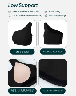 PAVOI Low Support Bras|Bras-Athleisure One-Shoulder Low-Support Sports Bra