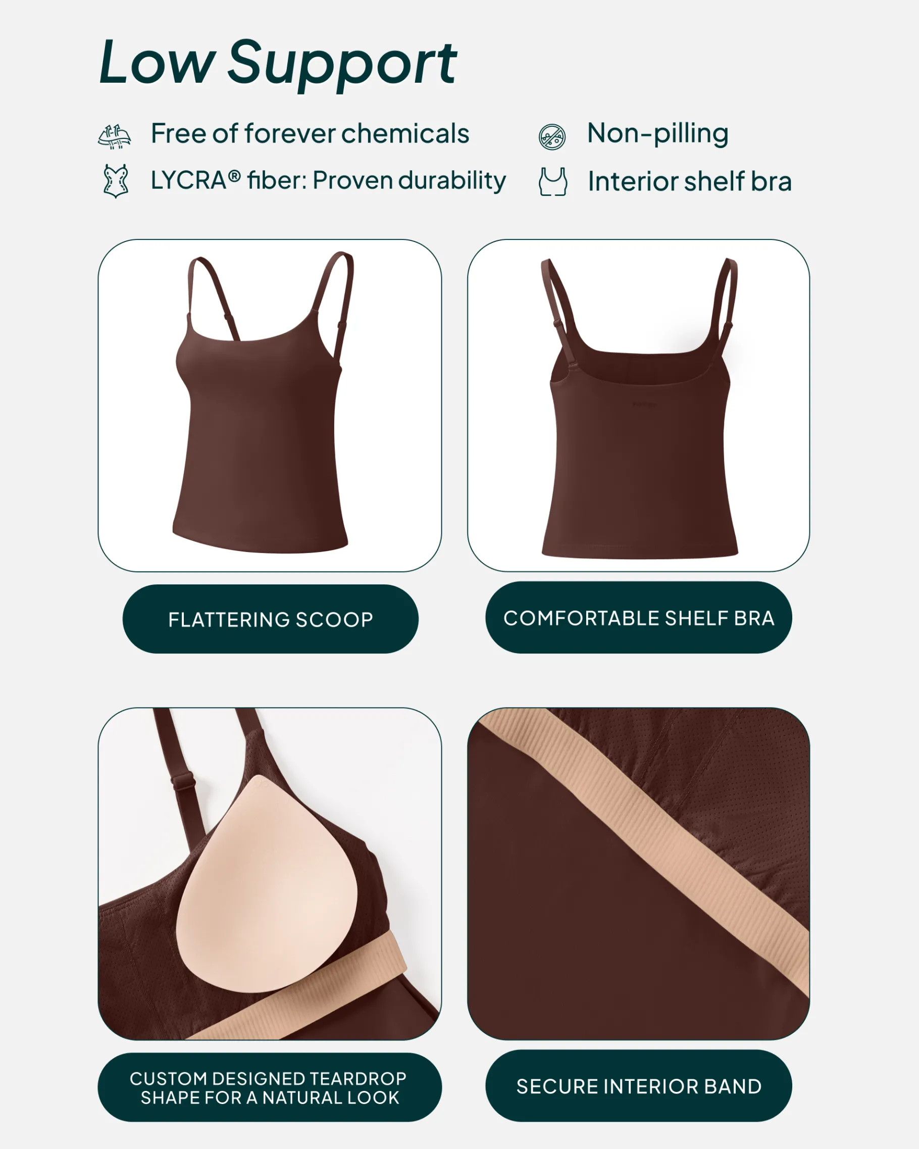 PAVOI Medium Support Bras|Tanks-Athleisure Padded Cami Tank Top