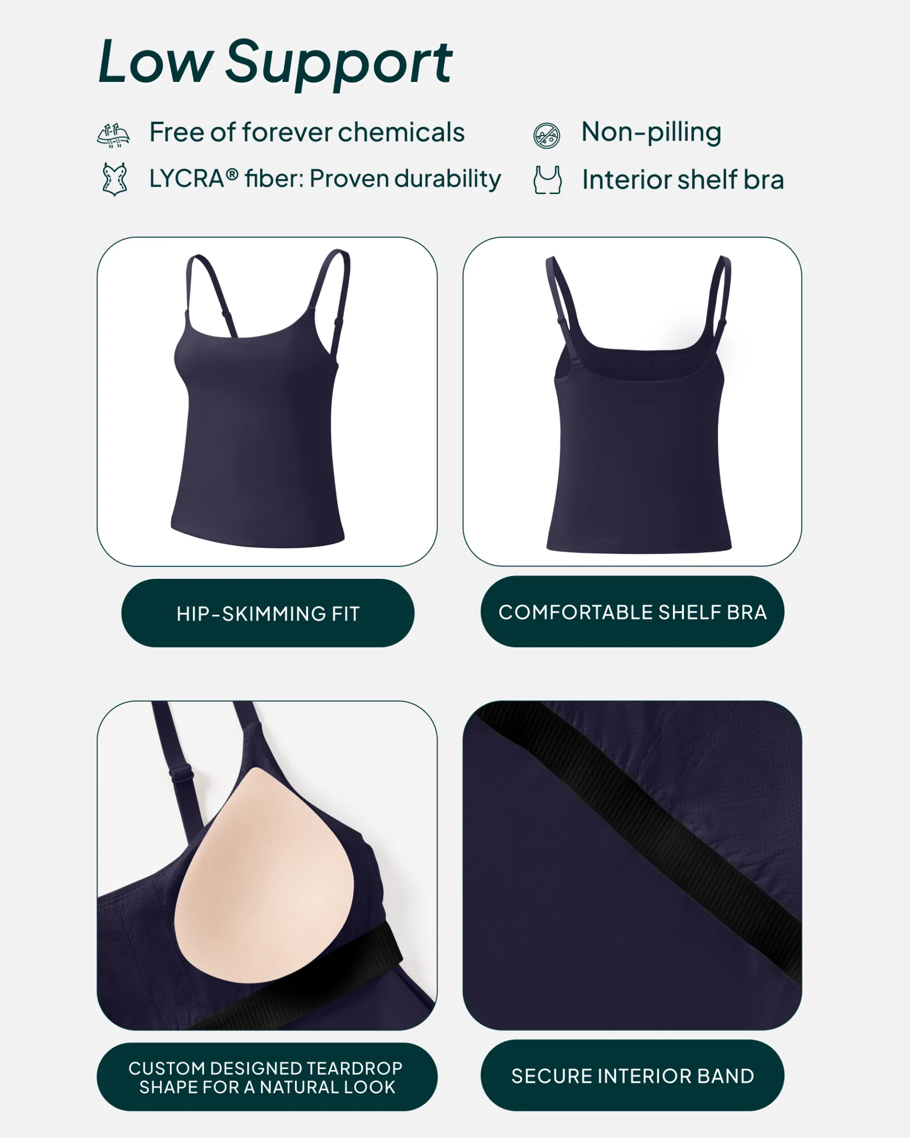 PAVOI Medium Support Bras|Tanks-Athleisure Padded Cami Tank Top
