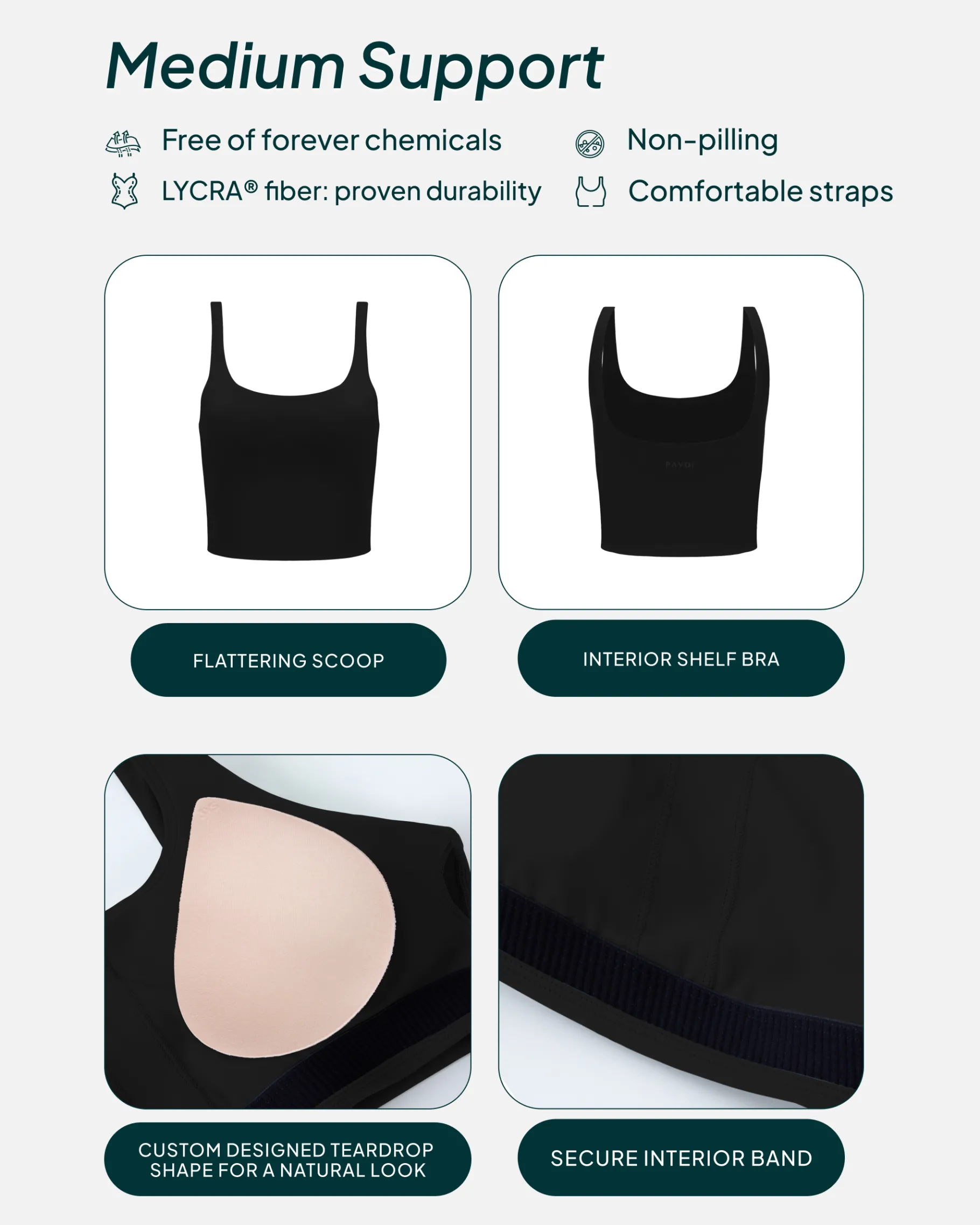 PAVOI Medium Support Bras|Tanks-Athleisure Scoop Tank Top