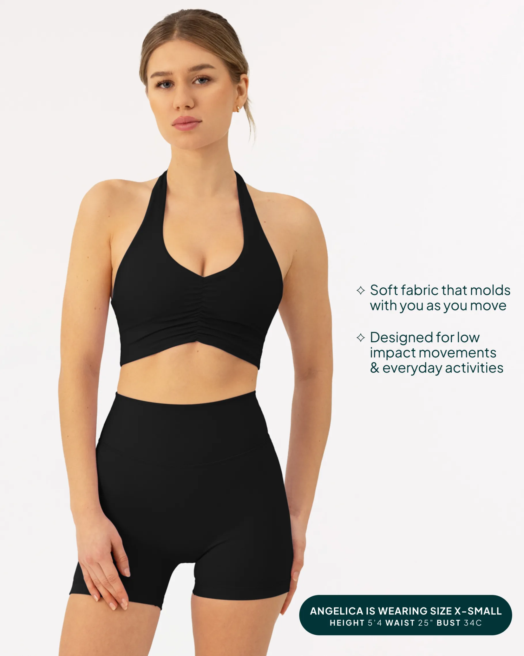 PAVOI Low Support Bras|Bras-Athleisure Scrunch Halter Low-Support Sports Bra