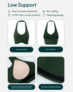 PAVOI Low Support Bras|Bras-Athleisure Scrunch Halter Low-Support Sports Bra