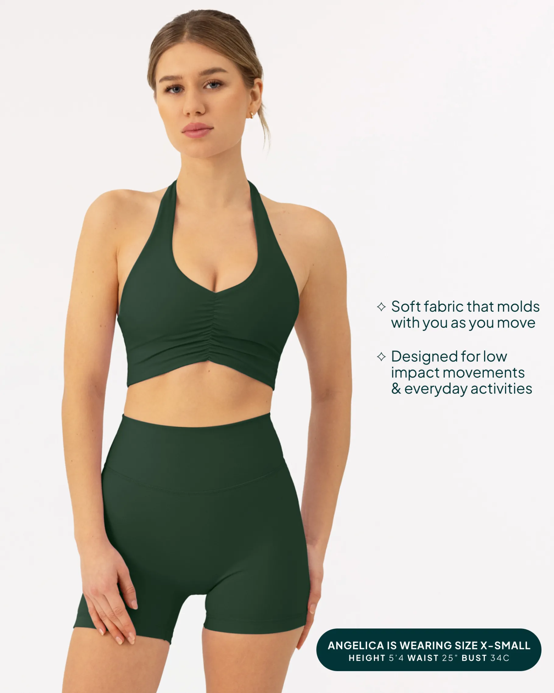 PAVOI Low Support Bras|Bras-Athleisure Scrunch Halter Low-Support Sports Bra