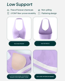 PAVOI Low Support Bras|Bras-Athleisure Scrunch Halter Low-Support Sports Bra