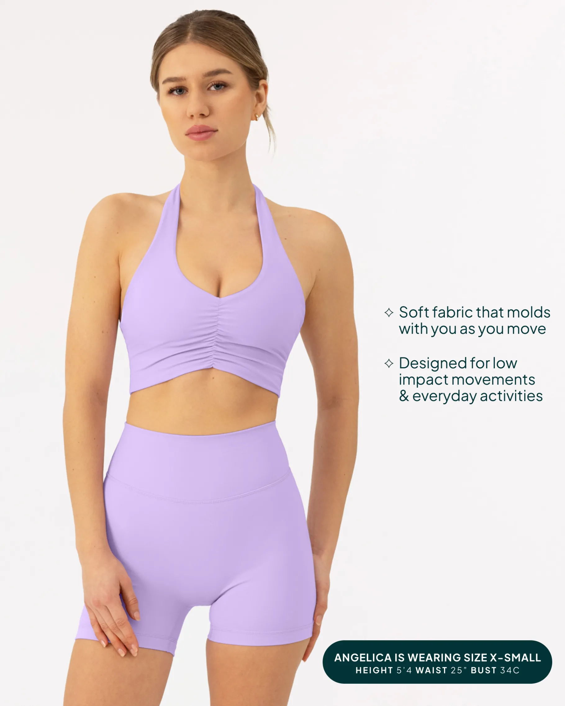 PAVOI Low Support Bras|Bras-Athleisure Scrunch Halter Low-Support Sports Bra