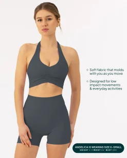 PAVOI Low Support Bras|Bras-Athleisure Scrunch Halter Low-Support Sports Bra