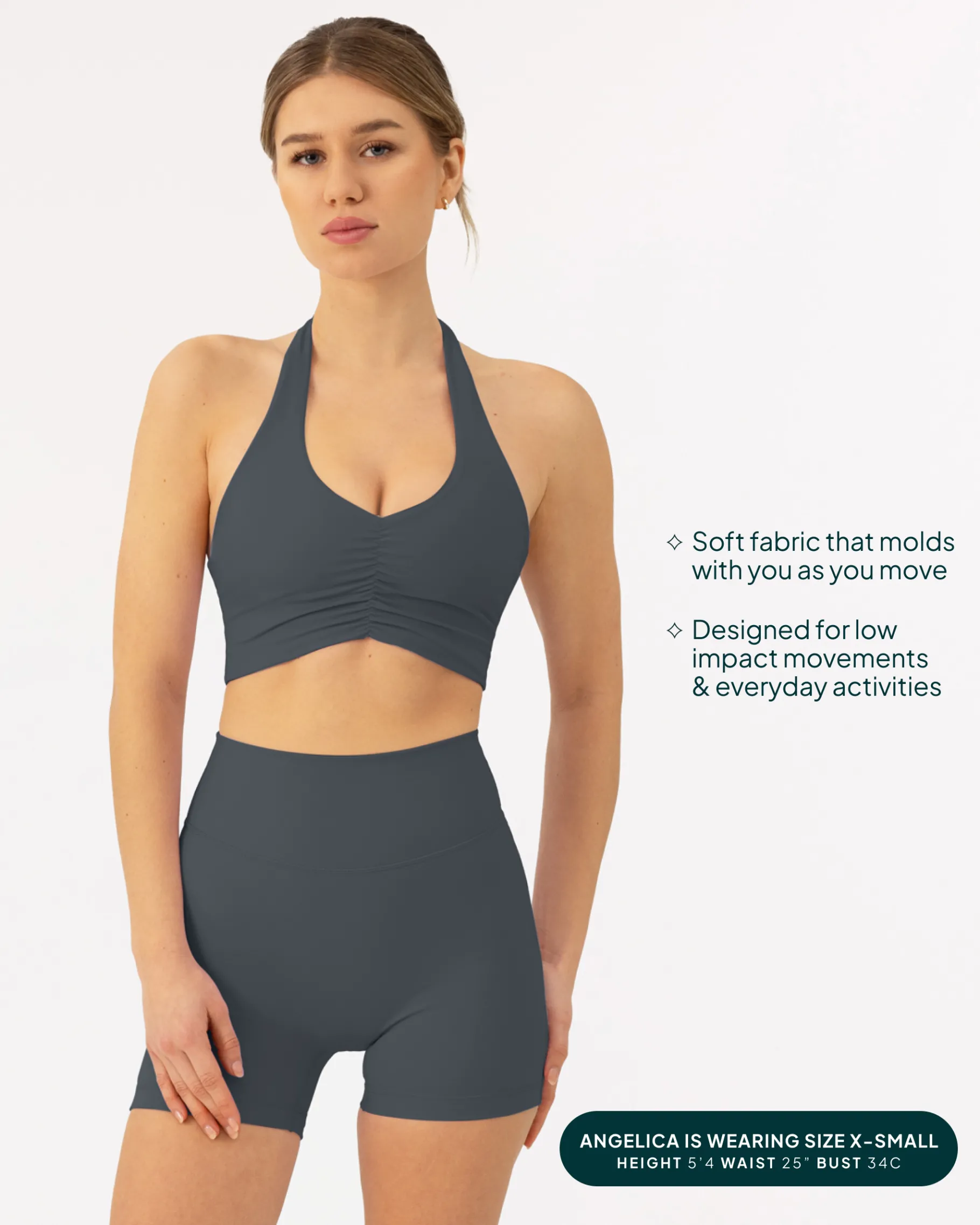 PAVOI Low Support Bras|Bras-Athleisure Scrunch Halter Low-Support Sports Bra