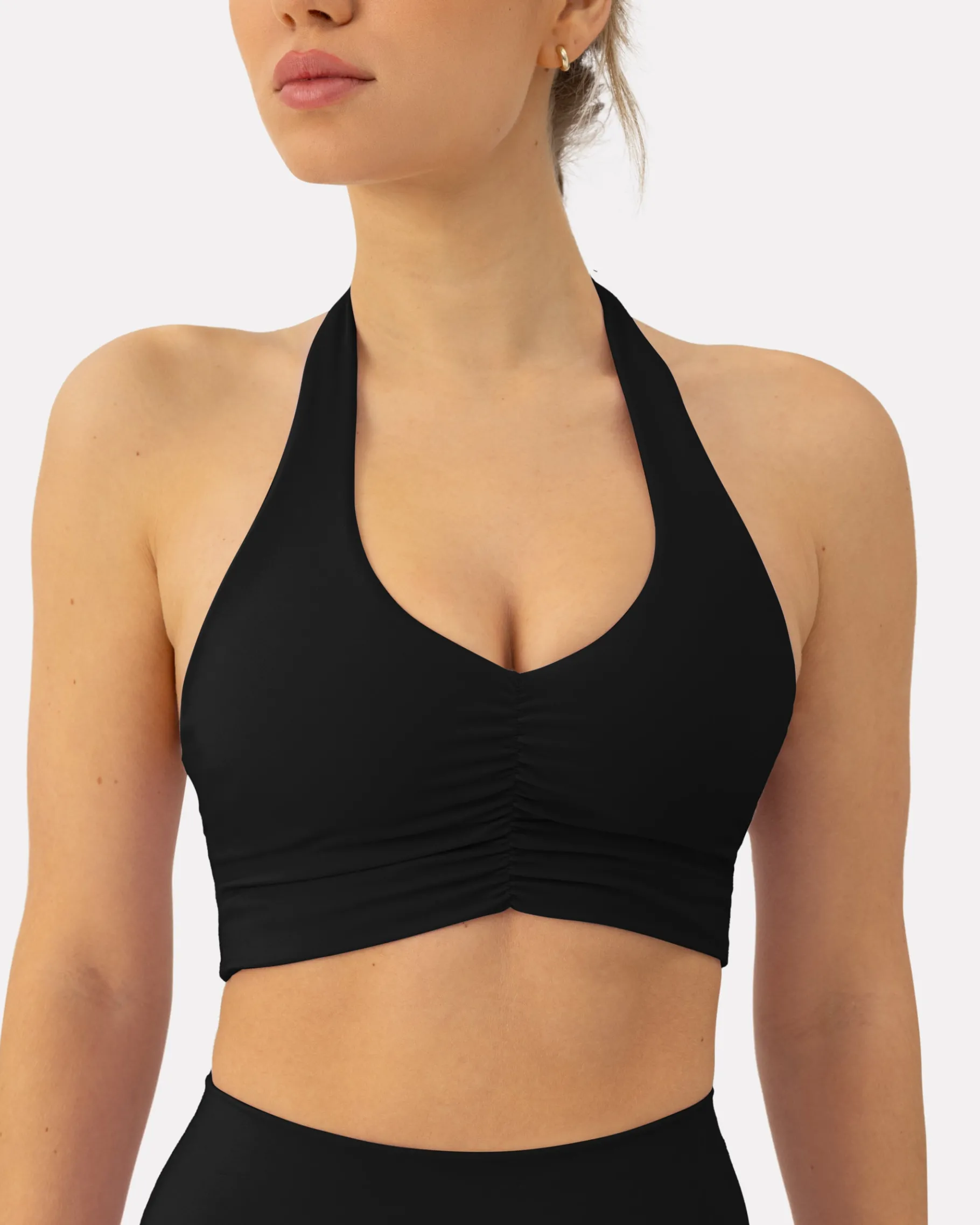 PAVOI Low Support Bras|Bras-Athleisure Scrunch Halter Low-Support Sports Bra