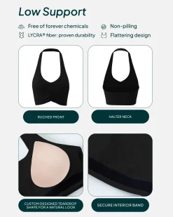 PAVOI Low Support Bras|Bras-Athleisure Scrunch Halter Low-Support Sports Bra