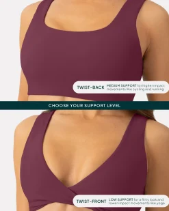 PAVOI Low Support Bras|Bras-Athleisure Twist-Front Reversible Low-Impact Sports Bra