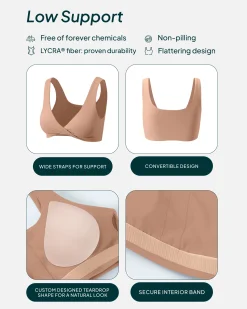 PAVOI Low Support Bras|Bras-Athleisure Twist-Front Reversible Low-Impact Sports Bra