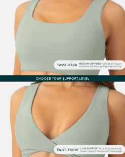 PAVOI Low Support Bras|Bras-Athleisure Twist-Front Reversible Low-Impact Sports Bra