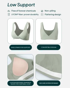 PAVOI Low Support Bras|Bras-Athleisure Twist-Front Reversible Low-Impact Sports Bra