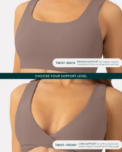 PAVOI Low Support Bras|Bras-Athleisure Twist-Front Reversible Low-Impact Sports Bra