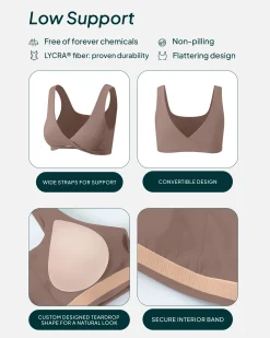 PAVOI Low Support Bras|Bras-Athleisure Twist-Front Reversible Low-Impact Sports Bra