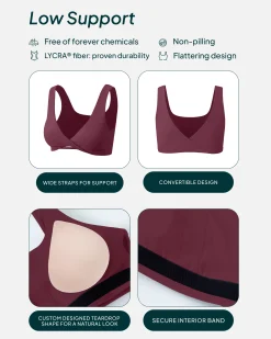 PAVOI Low Support Bras|Bras-Athleisure Twist-Front Reversible Low-Impact Sports Bra