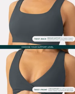 PAVOI Low Support Bras|Bras-Athleisure Twist-Front Reversible Low-Impact Sports Bra