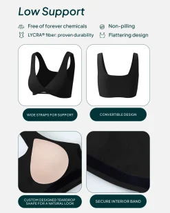 PAVOI Low Support Bras|Bras-Athleisure Twist-Front Reversible Low-Impact Sports Bra