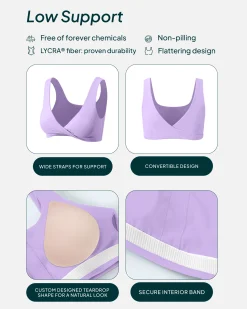 PAVOI Low Support Bras|Bras-Athleisure Twist-Front Reversible Low-Impact Sports Bra