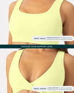 PAVOI Low Support Bras|Bras-Athleisure Twist-Front Reversible Low-Impact Sports Bra