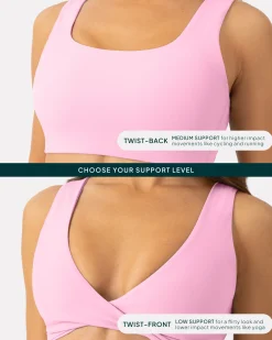 PAVOI Low Support Bras|Bras-Athleisure Twist-Front Reversible Low-Impact Sports Bra