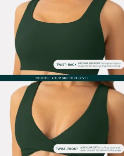 PAVOI Low Support Bras|Bras-Athleisure Twist-Front Reversible Low-Impact Sports Bra