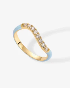 PAVOI Stackable-Azul Wavy Enamel Ring