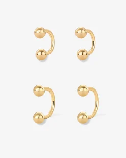 PAVOI Studs|Huggies-Ball Half Hoop Huggie