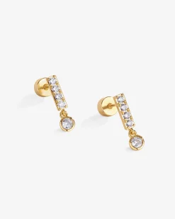 PAVOI Dangle & Threader|Flat Backs-Bar Bezel Drop Shimmer Screwbacks