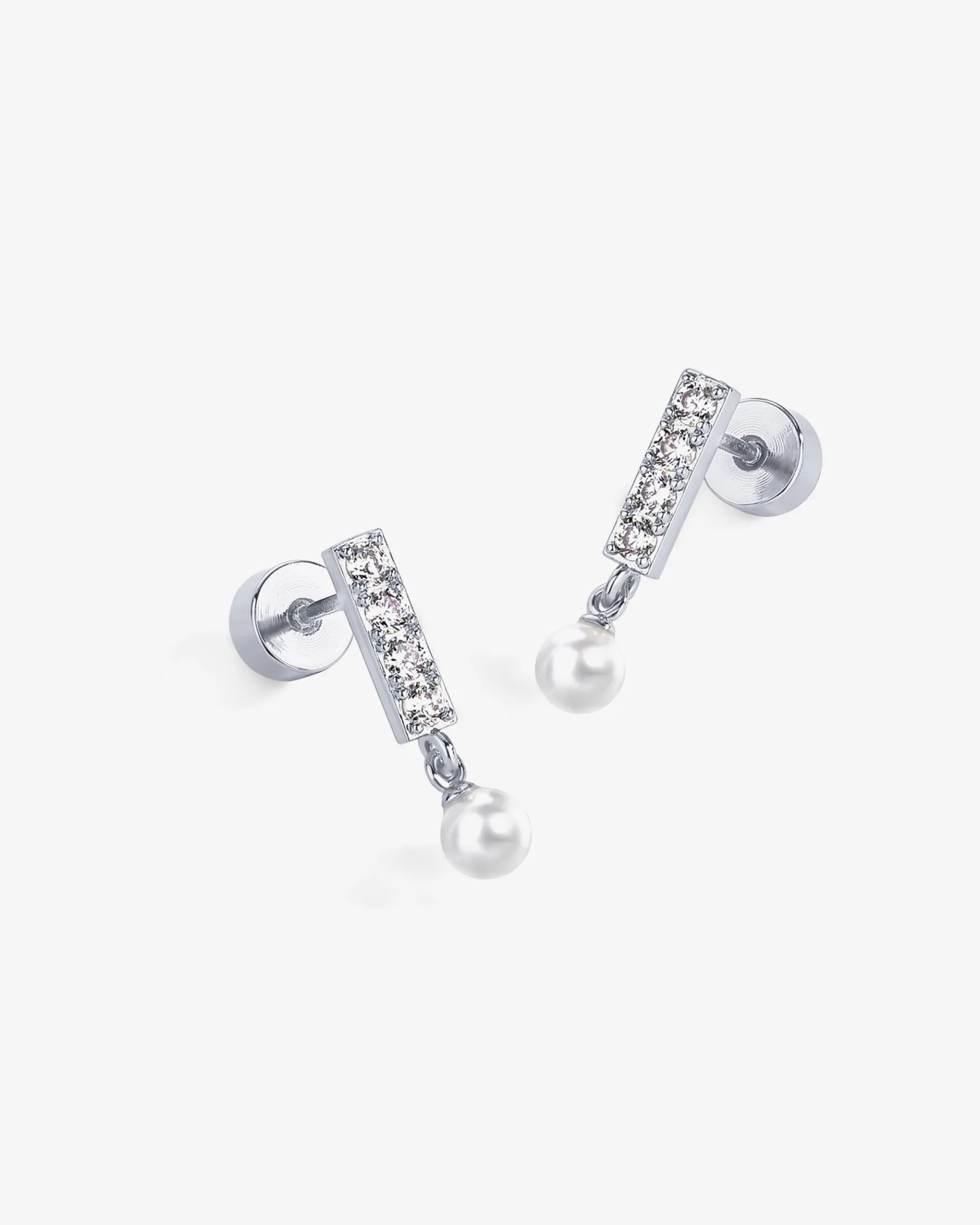 PAVOI Dangle & Threader|Flat Backs-Bar Drop Shimmer and Pearl Screwbacks