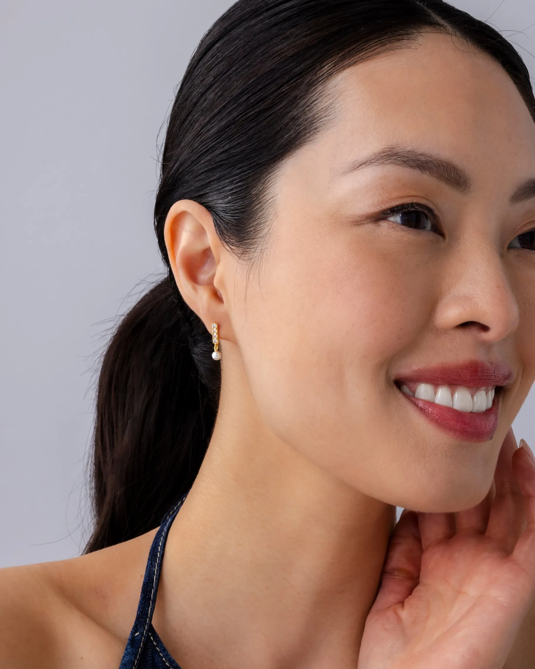 PAVOI Dangle & Threader|Flat Backs-Bar Drop Shimmer and Pearl Screwbacks