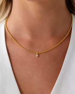 PAVOI Pendants|Chains-Beaded Chain Solitaire Pendant