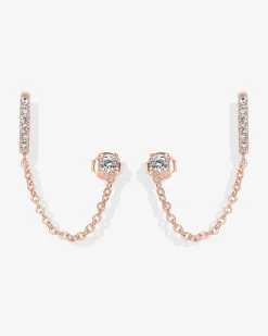 PAVOI Dangle & Threader|Huggies-Chained Huggie Hoop with CZ Stud