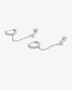 PAVOI Dangle & Threader|Huggies-Chained Huggie Hoop with CZ Stud