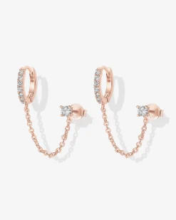 PAVOI Dangle & Threader|Huggies-Chained Huggie Hoop with CZ Stud