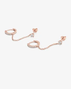 PAVOI Dangle & Threader|Huggies-Chained Huggie Hoop with CZ Stud