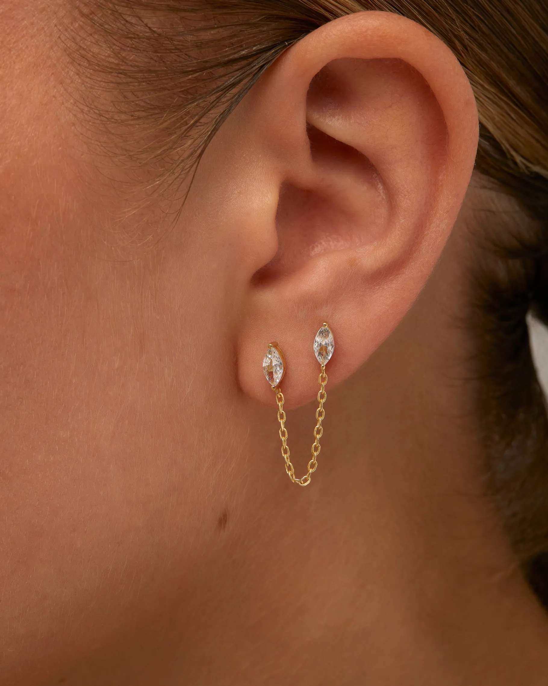PAVOI Dangle & Threader|Studs-Chained Luminescence Double Piercing Earrings