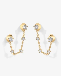 PAVOI Dangle & Threader|Studs-Chained Station Double Piercing Studs