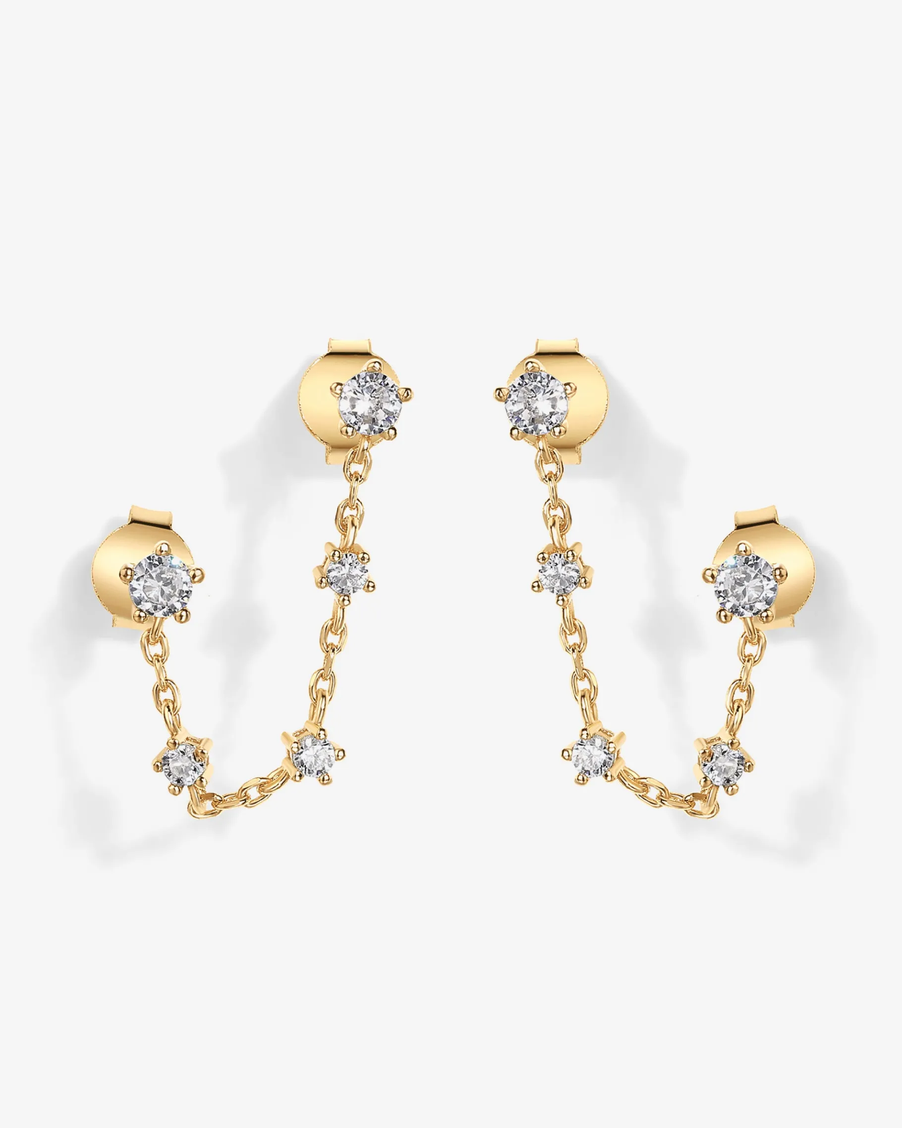 PAVOI Dangle & Threader|Studs-Chained Station Double Piercing Studs