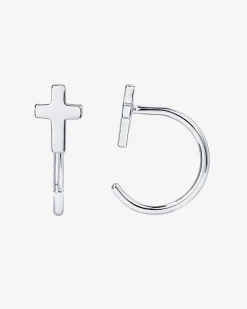 PAVOI Huggies-Cross Half Hoop Huggies