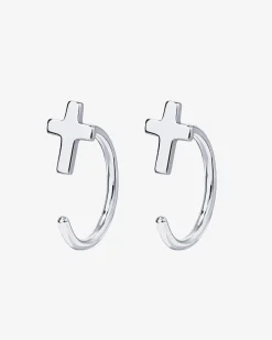 PAVOI Huggies-Cross Half Hoop Huggies
