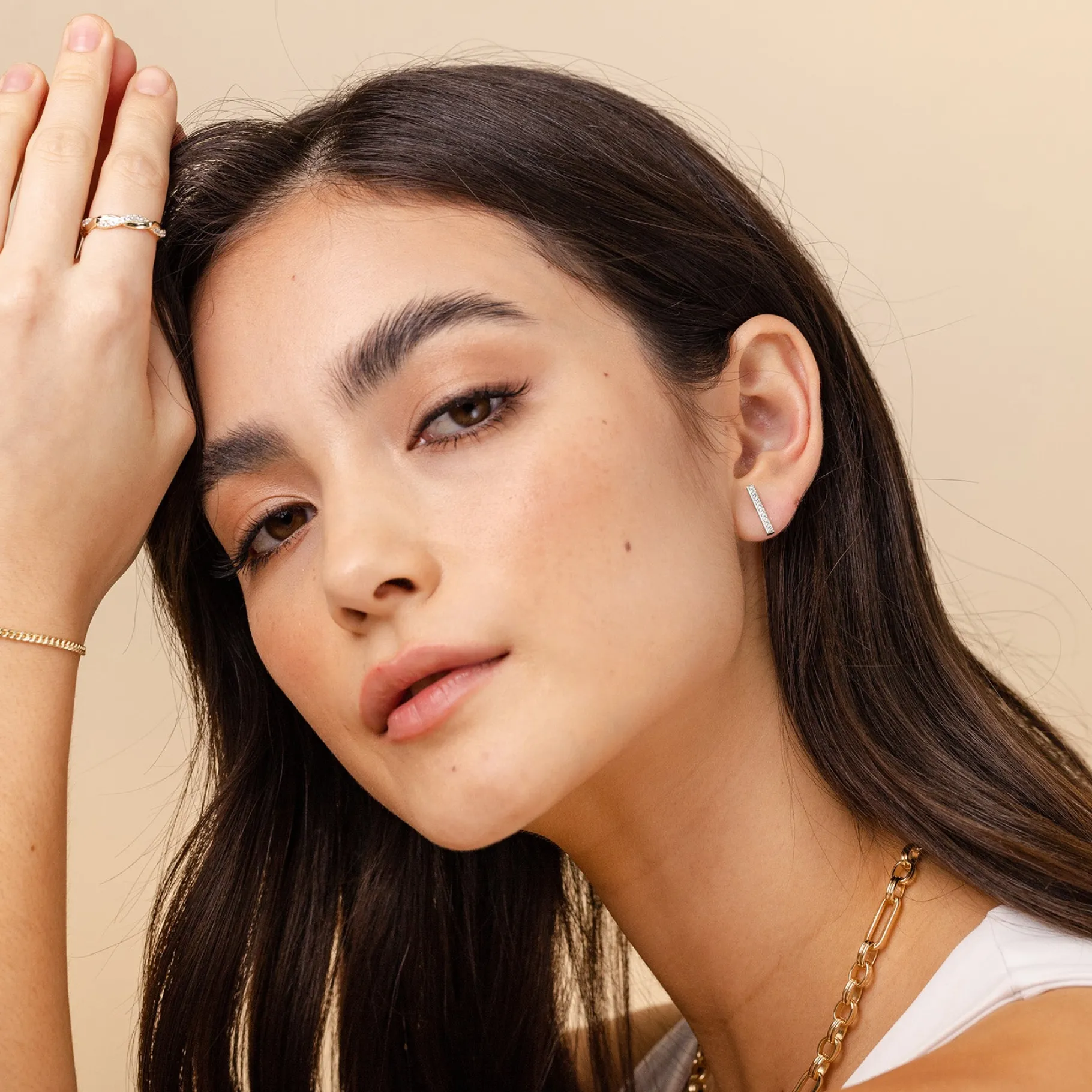 PAVOI Studs-Cubic Zirconia Bar Studs