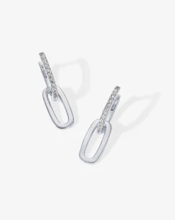 PAVOI Dangle & Threader|Huggies-Cubic Zirconia Convertible Paperclip Link Earrings